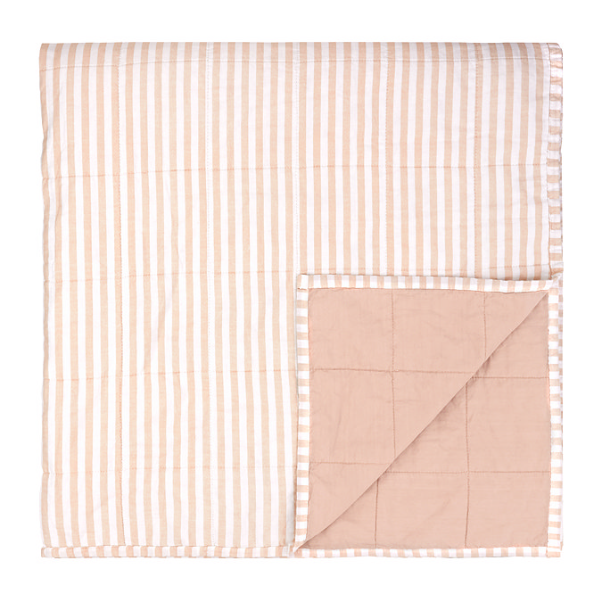 Hebden Stripe 265x265cm Bedspread Blush and Cotta