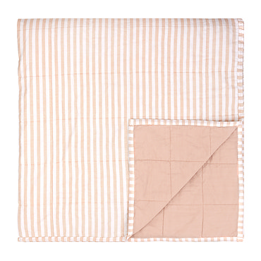 Hebden Stripe 265x265cm Bedspread Blush and Cotta