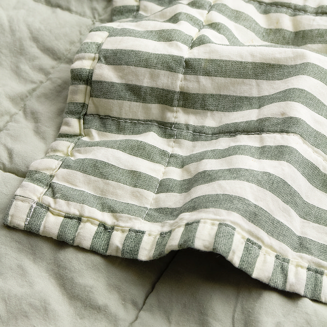 Hebden Stripe 265x265cm Bedspread Forest and Bay Green