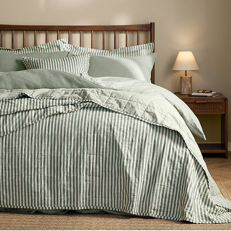 hebden bedspread in forest and bay green