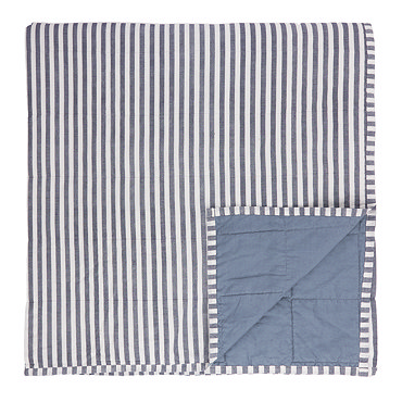 Hebden Stripe bedspread 265x265cm Navy and denim blue