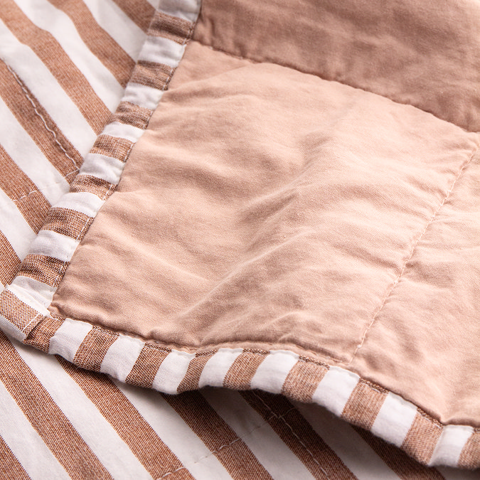 Hebden Stripe 265x265cm Bedspread Pecan and Cotta