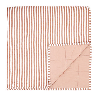 Hebden Stripe 265x265cm Bedspread Pecan and Cotta