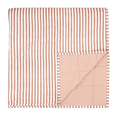 Hebden Stripe 265x265cm Bedspread Pecan and Cotta