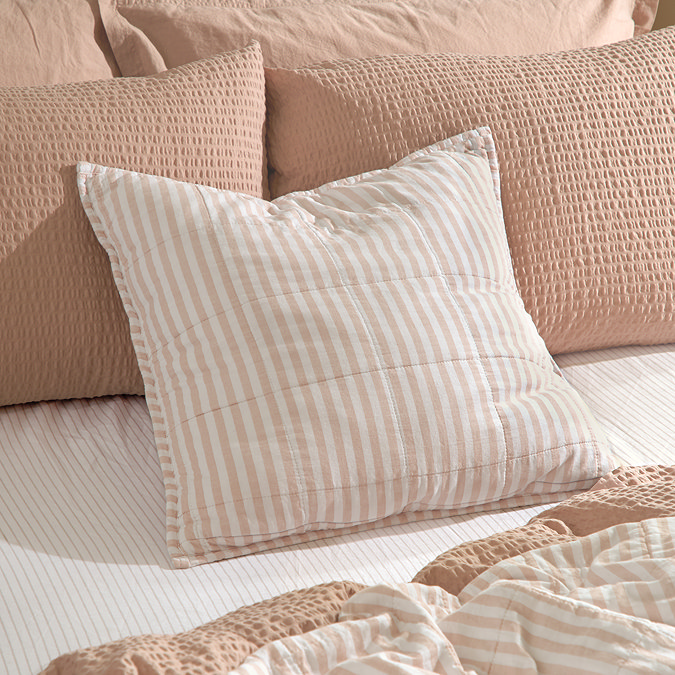 Hebden Feather Cushion 55x55cm Blush and Cotta image 