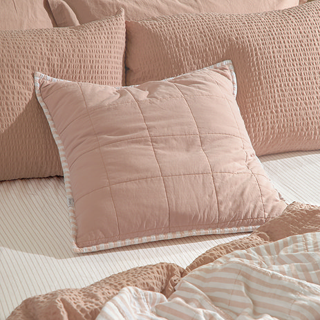 Hebden Feather Cushion 55x55cm Blush and Cotta image