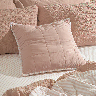 Hebden Feather Cushion 55x55cm Blush and Cotta image 