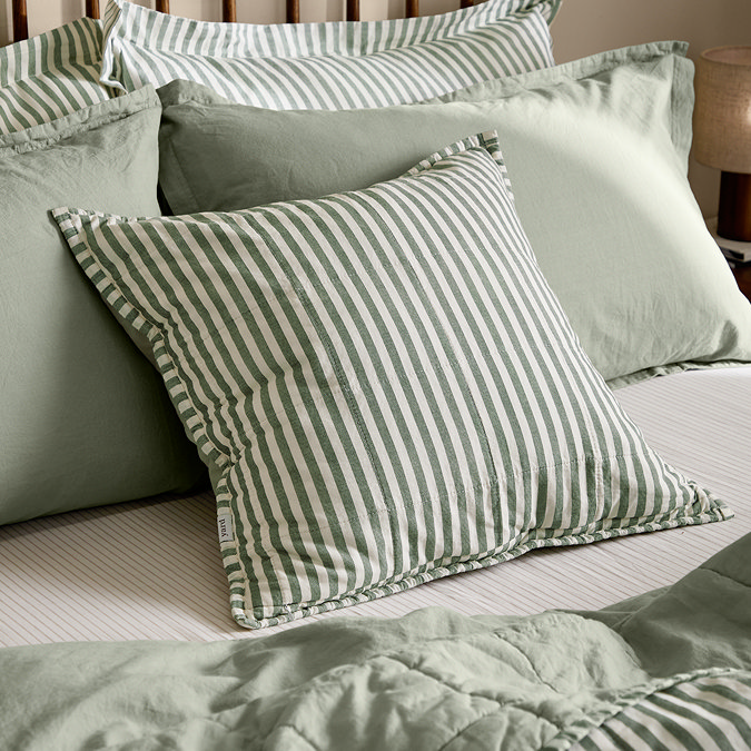Hebden Feather Cushion 55x55cm Forest and bay green image 