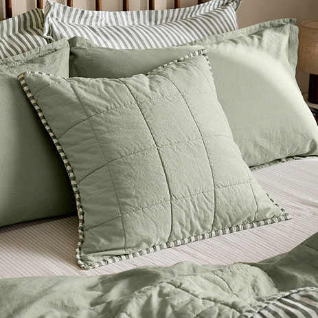 Hebden Feather Cushion 55x55cm Forest and bay green image