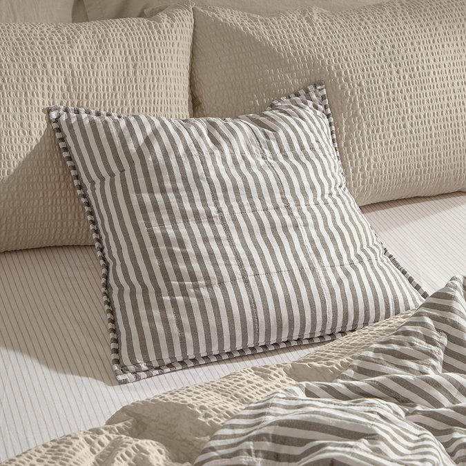 Hebden Stripe 55x55cm feather cushion Mole & Stone image