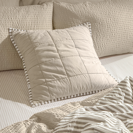 Hebden Stripe 55x55cm feather cushion Mole & Stone image