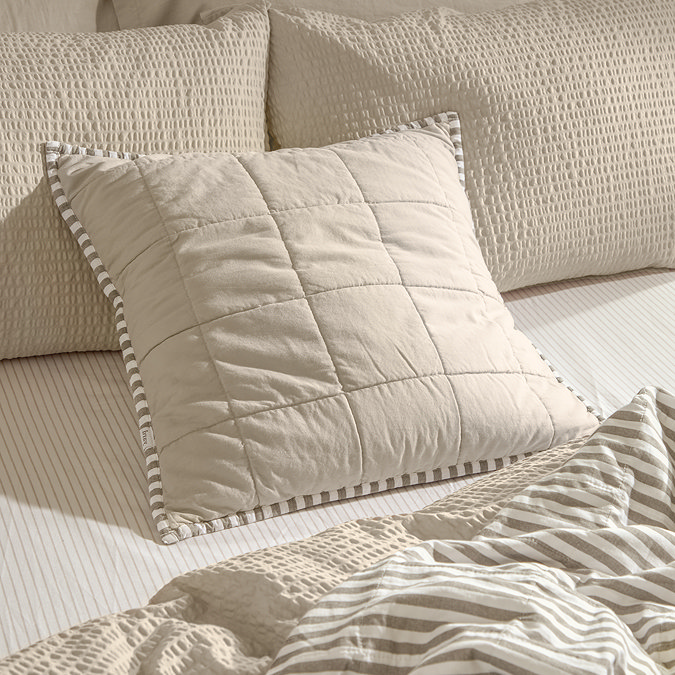 Hebden Stripe 55x55cm feather cushion Mole & Stone image