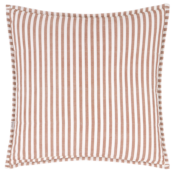 Hebden Stripe 55x55cm feather cushion Pecan & Cotta image
