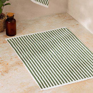Hebden Stripe Bath Mat - Forest Green main image