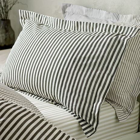 Hebden pillowcase in black on bed image 1