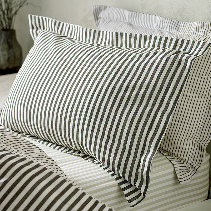 Hebden pillowcase in black on bed image 1