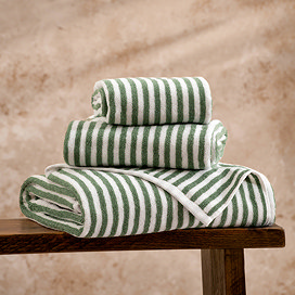 Hebden Stripe Towel - Forest Green main image
