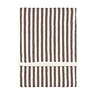 image cut out on white background of folded stripe chocolate brown towel