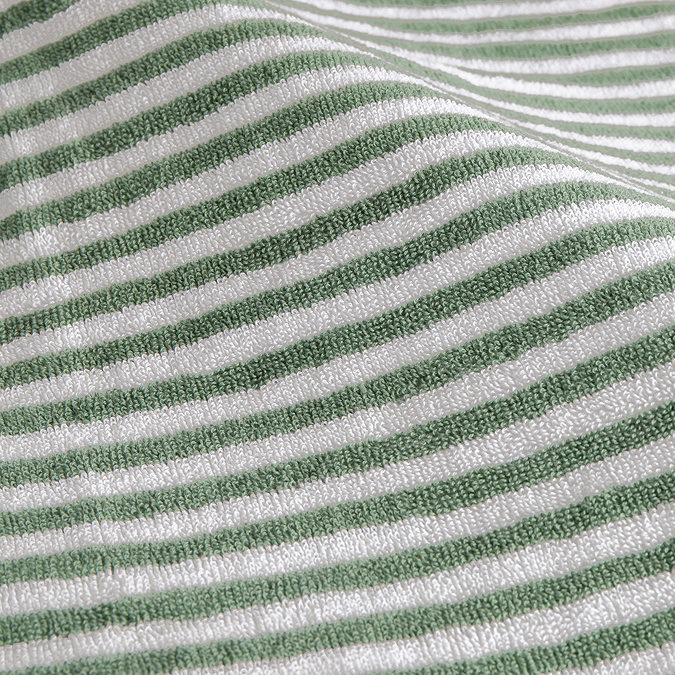 Hebden Green & Beige towels close up image