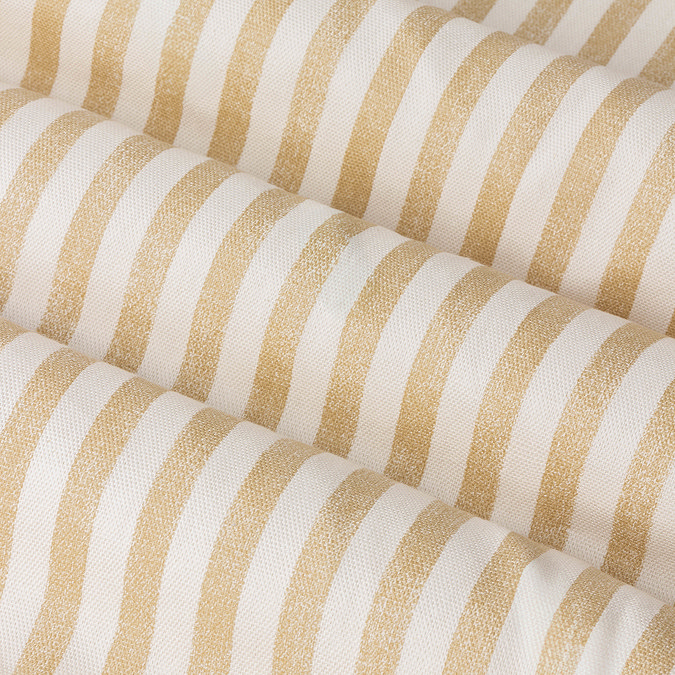Hebden Striped Blackout Eyelet curtains in honey yellow close up image