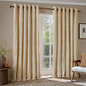 Hebden Striped Blackout Eyelet curtains in honey yellow over a window image