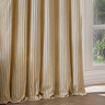 Hebden Striped Black Out Pencil Pleat Curtains on a window close up image