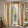 Hebden Striped Black Out Pencil Pleat Curtains in Honey Yellow on a window image