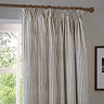 Hebden Stripe Blackout Pencil Pleat Curtains in mole image over a window close up