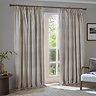 Hebden Stripe Blackout Pencil Pleat Curtains in mole image over a window