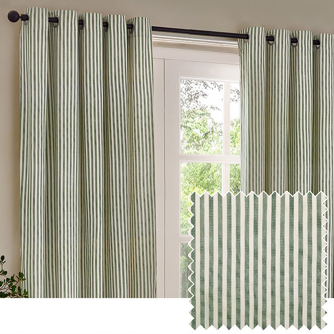image of eyelet curtains with texture swatch cut out on top of it