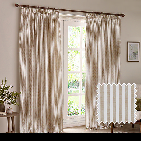 Hebden Striped Natural - Pencil Pleat