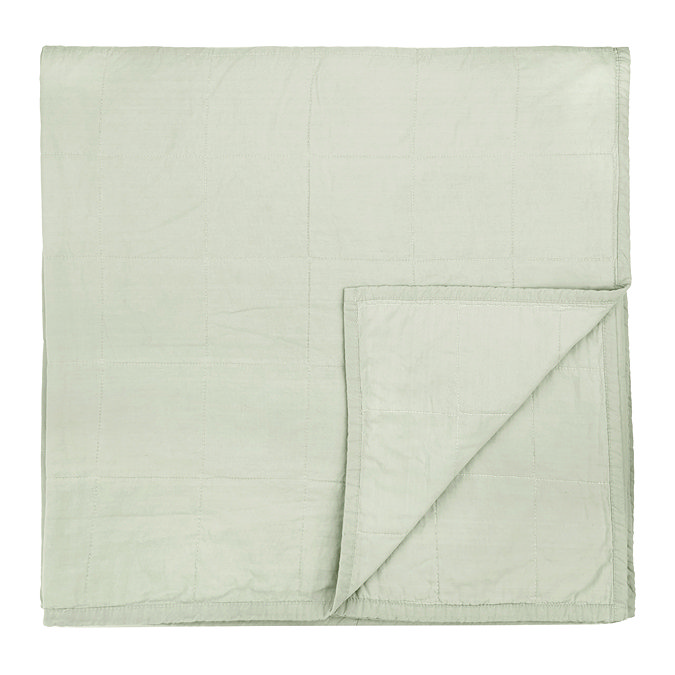 washed cotton bedspread in bay green
