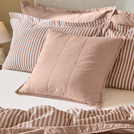 Hebden Washed Cotton 55x55cm Feather Cushion Cotta