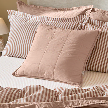 Hebden Washed Cotton 55x55cm Feather Cushion Cotta