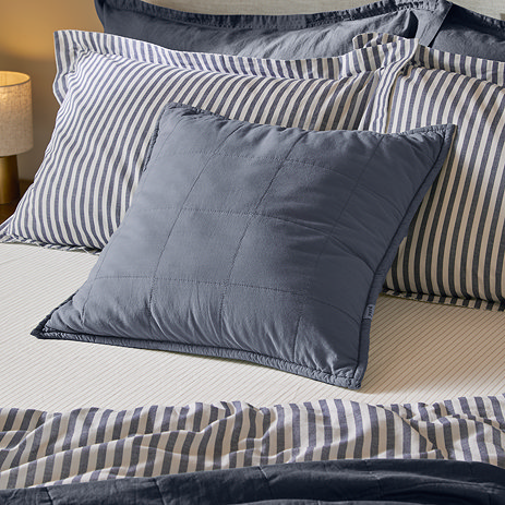 Hebden Washed Cotton Cushion 55x55cm Denim Blue