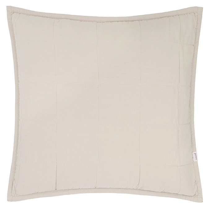 Hebden Washed Cotton 55x55cm Feather Cushion stone 