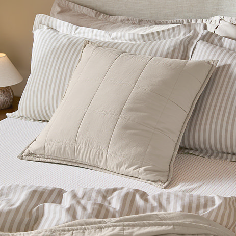 Hebden Washed Cotton 55x55cm Feather Cushion stone