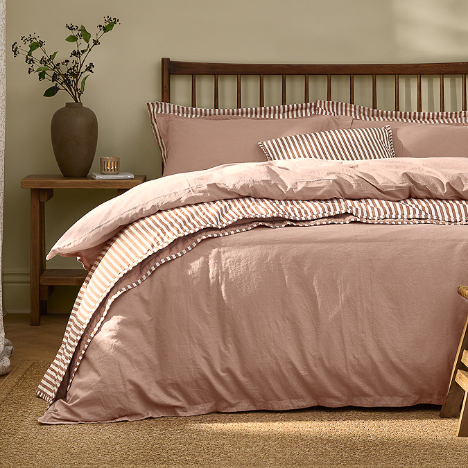 Hebden Washed Cotton Duvet Cover Set cotta