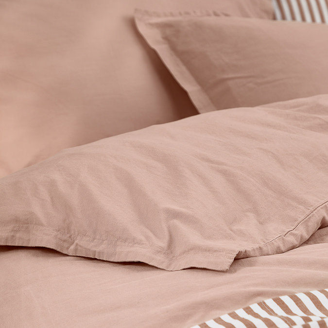 Hebden Washed Cotton Duvet Cover Set cotta