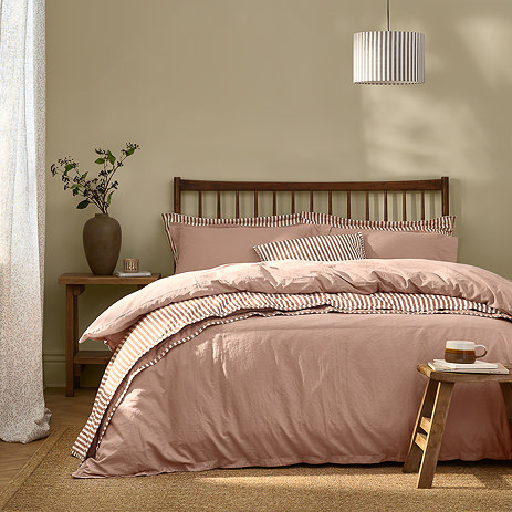 Hebden Washed Cotton Duvet Cover Set cotta