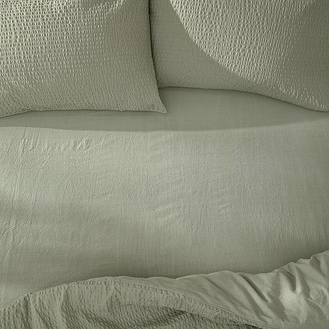 Hebden Washed Cotton Fitted Sheet bay green