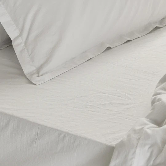 Hebden Washed Cotton Fitted Sheet chalk