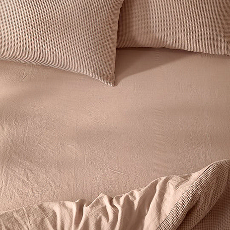 Hebden Washed Cotton Fitted Sheet cotta