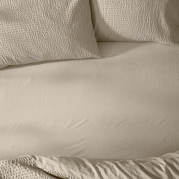 Hebden Washed Cotton Fitted Sheet Stone