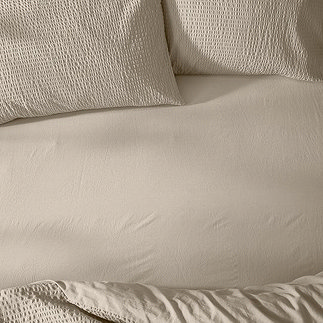Hebden Washed Cotton Fitted Sheet Stone