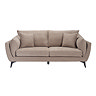 front on cut out image of taupe chenille three seater sofa