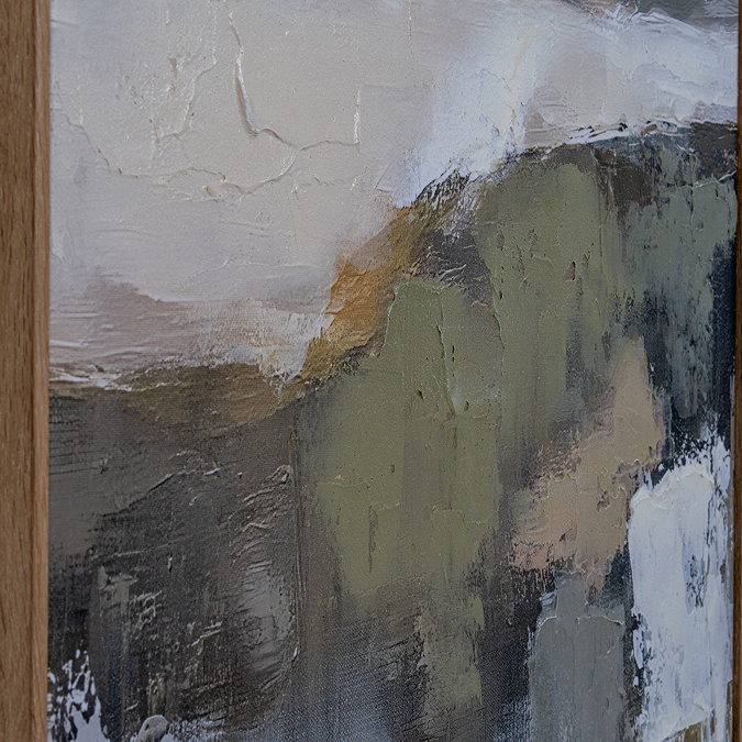 Hillside view Hand Painted Canvas in frame multi
