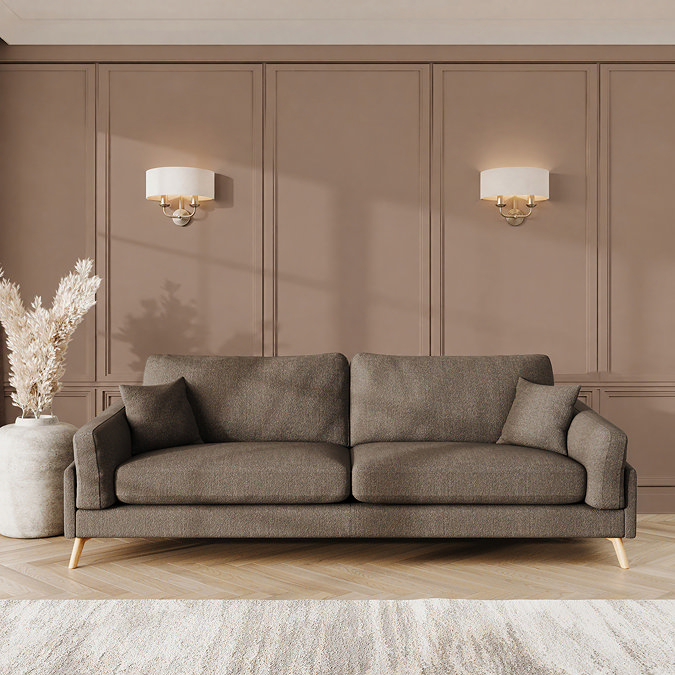 lifestyle image of grand sofa with light feet in fallow fabric