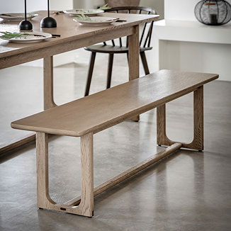 Howick Wooden Dining Bench in smoked oak in kitchen image 1