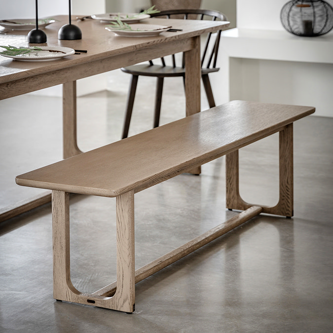 Howick Wooden Dining Bench in smoked oak in kitchen image 1